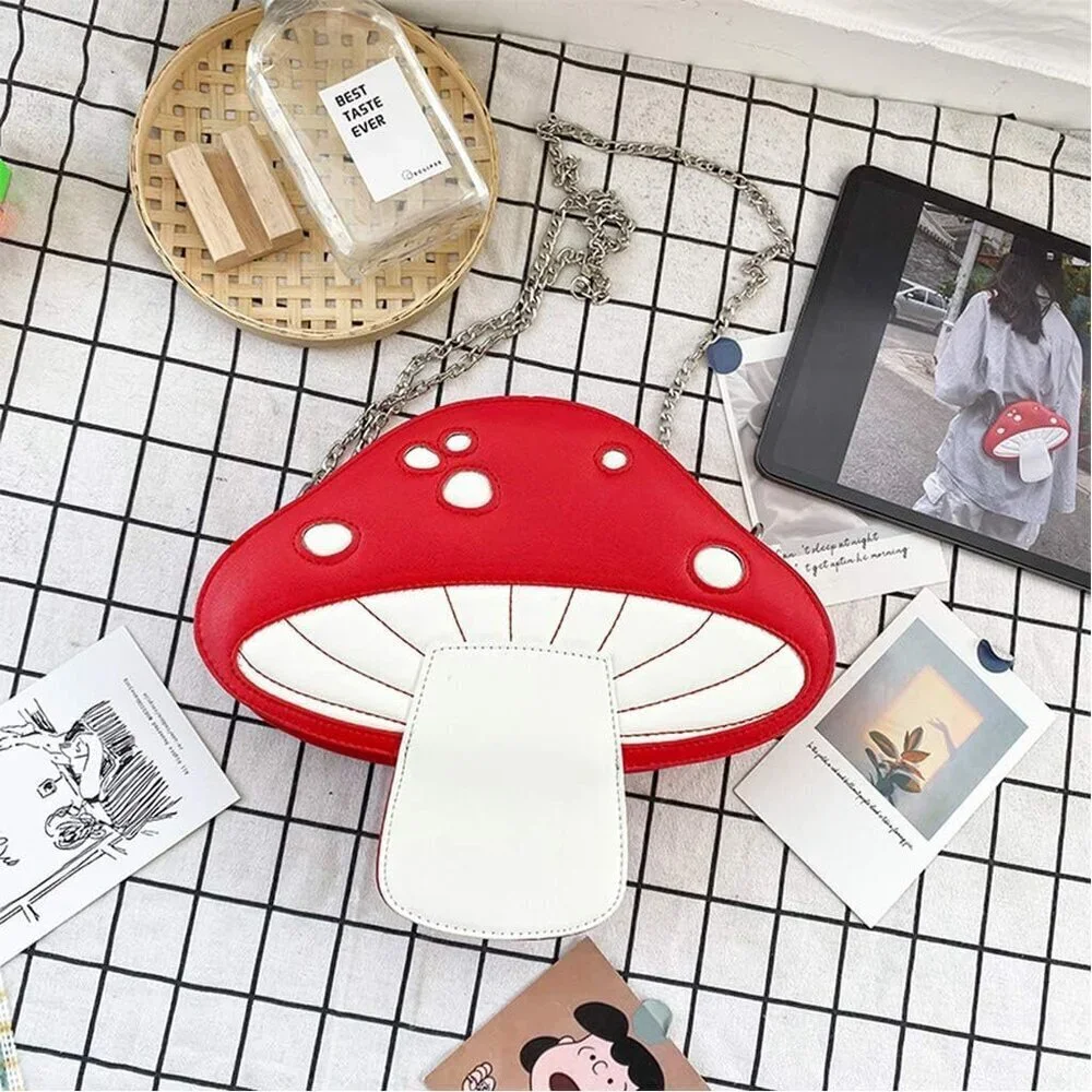 Women Mushroom Shape PU Leather Shoulder Bag Tote Crossbody Purse